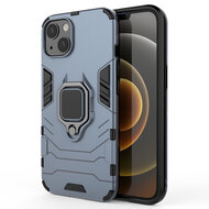 iPhone 13 Hoesje - MobyDefend Dubbelgelaagde Pantsercase Met Standaard - Navy Blauw