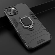 iPhone 13 Hoesje - MobyDefend Dubbelgelaagde Pantsercase Met Standaard - Zwart
