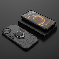 iPhone 13 Hoesje - MobyDefend Dubbelgelaagde Pantsercase Met Standaard - Zwart