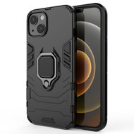 iPhone 13 Hoesje - MobyDefend Dubbelgelaagde Pantsercase Met Standaard - Zwart