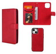 iPhone 13 Hoesje - MobyDefend Luxe 2-in-1 Wallet Book Case Met Uitneembare Backcover - Rood