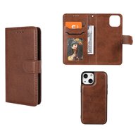 iPhone 13 Hoesje - MobyDefend Luxe 2-in-1 Wallet Book Case Met Uitneembare Backcover - Bruin