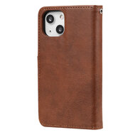 iPhone 13 Hoesje - MobyDefend Luxe 2-in-1 Wallet Book Case Met Uitneembare Backcover - Bruin