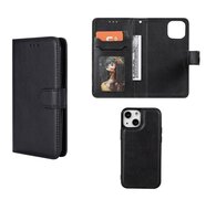 iPhone 13 Hoesje - MobyDefend Luxe 2-in-1 Wallet Book Case Met Uitneembare Backcover - Zwart