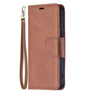 iPhone 13 Hoesje - MobyDefend Wallet Book Case Met Koord - Bruin