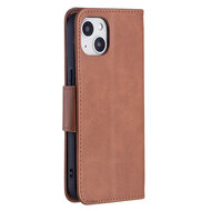 iPhone 13 Hoesje - MobyDefend Wallet Book Case Met Koord - Bruin