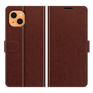 iPhone 13 Hoesje - MobyDefend Wallet Book Case (Sluiting Achterkant) - Bruin
