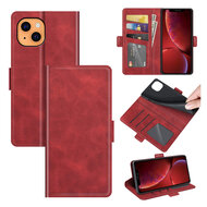 iPhone 13 Hoesje - MobyDefend Luxe Wallet Book Case (Sluiting Zijkant) - Rood