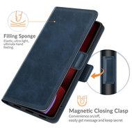 iPhone 13 Hoesje - MobyDefend Luxe Wallet Book Case (Sluiting Zijkant) - Blauw