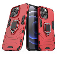 iPhone 13 Pro Hoesje - MobyDefend Dubbelgelaagde Pantsercase Met Standaard - Rood