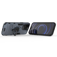 iPhone 13 Pro Hoesje - MobyDefend Dubbelgelaagde Pantsercase Met Standaard - Navy Blauw