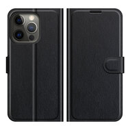 iPhone 13 Pro Hoesje - MobyDefend Kunstleren Wallet Book Case (Sluiting Voorkant) - Zwart