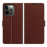 iPhone 13 Pro Hoesje - MobyDefend Wallet Book Case (Sluiting Achterkant) - Bruin