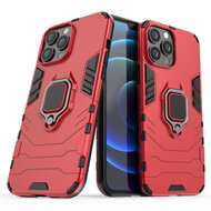 iPhone 13 Pro Max Hoesje - MobyDefend Dubbelgelaagde Pantsercase Met Standaard - Rood