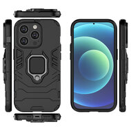 iPhone 14 Pro Hoesje - MobyDefend Dubbelgelaagde Pantsercase Met Standaard - Zwart