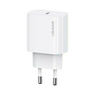 USAMS Wall charger m&eacute;t USB-C Kabel (1M) - Oplader met 1 USB-C poort - 20W - PD2.0 - Wit