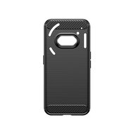 Nothing Phone (2a) / Nothing Phone (2a) Plus Hoesje - MobyDefend TPU Backcover - Geborstelde Metaal &amp; Carbon-Look - Zwart