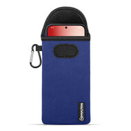 Nothing Phone (2a) / Nothing Phone (2a) Plus Hoesje - MobyDefend Neopreen Pouch Met Karabijnhaak - Insteekhoesje - Riemlus Hoesje - Blauw