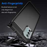 Nokia G42 Hoesje - MobyDefend TPU Backcover - Geborstelde Metaal &amp; Carbon-Look - Zwart
