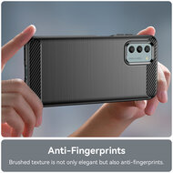 Nokia G42 Hoesje - MobyDefend TPU Backcover - Geborstelde Metaal &amp; Carbon-Look - Zwart