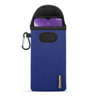 Hoesje voor Nokia G42 - MobyDefend Neopreen Pouch Met Karabijnhaak - Insteekhoesje - Riemlus Hoesje - Blauw