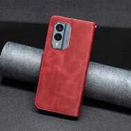 Nokia X30 Hoesje - MobyDefend Wallet Book Case Met Koord - Rood