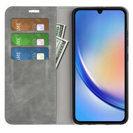Samsung Galaxy A35 Hoesje - Luxe Wallet Bookcase (Magnetische Sluiting) - Grijs
