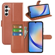 Samsung Galaxy A35 Hoesje - MobyDefend Kunstleren Wallet Book Case (Sluiting Voorkant) - Bruin
