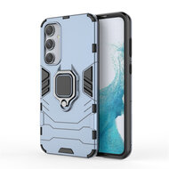 Samsung Galaxy A35 Hoesje - MobyDefend Dubbelgelaagde Pantsercase Met Standaard - Blauw
