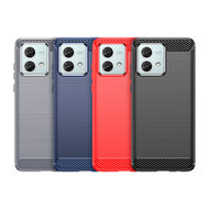 Motorola Moto G84 Hoesje - MobyDefend TPU Backcover - Geborstelde Metaal &amp; Carbon-Look - Zwart