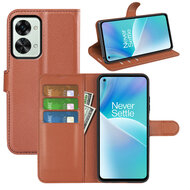 OnePlus Nord 2T Hoesje - MobyDefend Kunstleren Wallet Book Case (Sluiting Voorkant) - Bruin