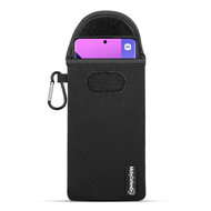 Hoesje voor Xiaomi Redmi Note 13 Pro Plus - MobyDefend Neopreen Pouch Met Karabijnhaak - Insteekhoesje - Riemlus Hoesje - Zwart