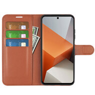 Xiaomi Redmi Note 13 Pro Plus Hoesje - MobyDefend Kunstleren Wallet Book Case (Sluiting Voorkant) - Bruin