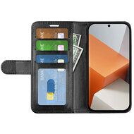 Xiaomi Redmi Note 13 Pro Plus Hoesje - MobyDefend Wallet Book Case (Sluiting Achterkant) - Zwart