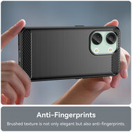 OnePlus Nord 3 Hoesje - MobyDefend TPU Backcover - Geborstelde Metaal &amp; Carbon-Look - Zwart