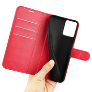 Motorola Moto E13 Hoesje - MobyDefend Kunstleren Wallet Book Case (Sluiting Voorkant) - Rood