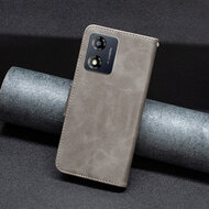 Motorola Moto E13 Hoesje - MobyDefend Wallet Book Case Met Koord - Grijs