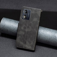 Motorola Moto E13 Hoesje - MobyDefend Wallet Book Case Met Koord - Zwart