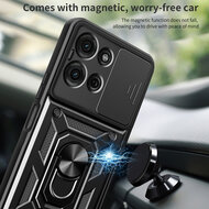 Motorola Moto G75 Hoesje - MobyDefend Pantsercase Met Draaibare Ring - Zwart