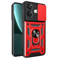 Oppo A60 5G  / Oppo A40 / Oppo A40m Hoesje - MobyDefend Pantsercase Met Draaibare Ring - Rood