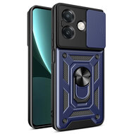 Oppo A60 5G  / Oppo A40 / Oppo A40m Hoesje - MobyDefend Pantsercase Met Draaibare Ring - Blauw