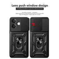 Oppo A60 5G  / Oppo A40 / Oppo A40m Hoesje - MobyDefend Pantsercase Met Draaibare Ring - Zwart