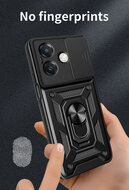 Oppo A60 5G  / Oppo A40 / Oppo A40m Hoesje - MobyDefend Pantsercase Met Draaibare Ring - Zwart