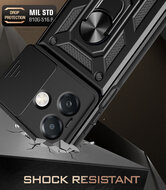 Oppo A60 5G  / Oppo A40 / Oppo A40m Hoesje - MobyDefend Pantsercase Met Draaibare Ring - Zwart