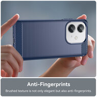 Oppo A60 5G  / Oppo A40 / Oppo A40m Hoesje - MobyDefend TPU Backcover - Geborstelde Metaal &amp; Carbon-Look - Blauw