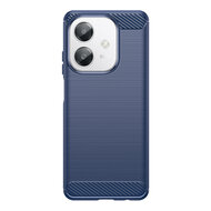 Oppo A60 5G  / Oppo A40 / Oppo A40m Hoesje - MobyDefend TPU Backcover - Geborstelde Metaal &amp; Carbon-Look - Blauw