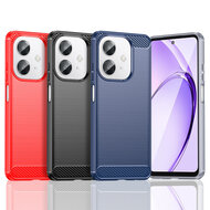 Oppo A60 5G  / Oppo A40 / Oppo A40m Hoesje - MobyDefend TPU Backcover - Geborstelde Metaal &amp; Carbon-Look - Zwart