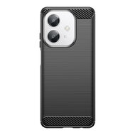Oppo A60 5G  / Oppo A40 / Oppo A40m Hoesje - MobyDefend TPU Backcover - Geborstelde Metaal &amp; Carbon-Look - Zwart