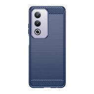Oppo A80 5G Hoesje - MobyDefend TPU Backcover - Geborstelde Metaal &amp; Carbon-Look - Blauw