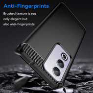 Oppo A80 5G Hoesje - MobyDefend TPU Backcover - Geborstelde Metaal &amp; Carbon-Look - Zwart